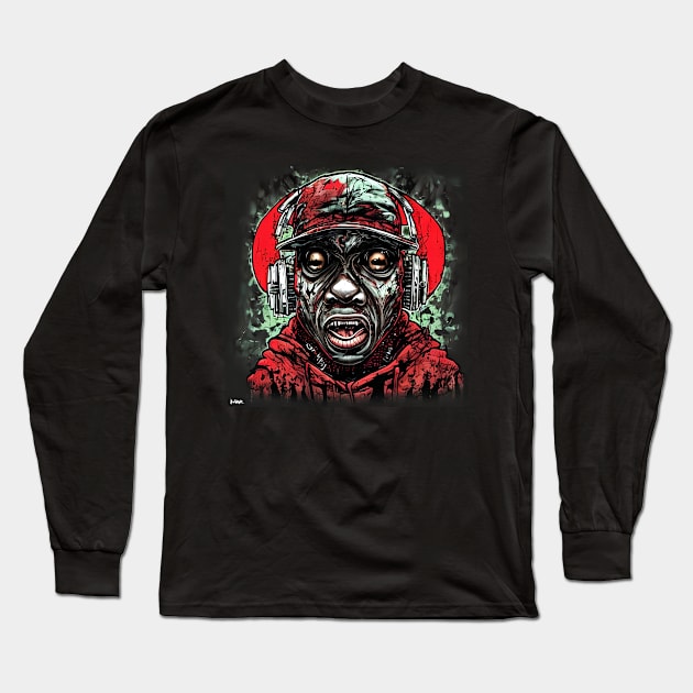 Hip hop head Horror art style Long Sleeve T-Shirt by DarkWave